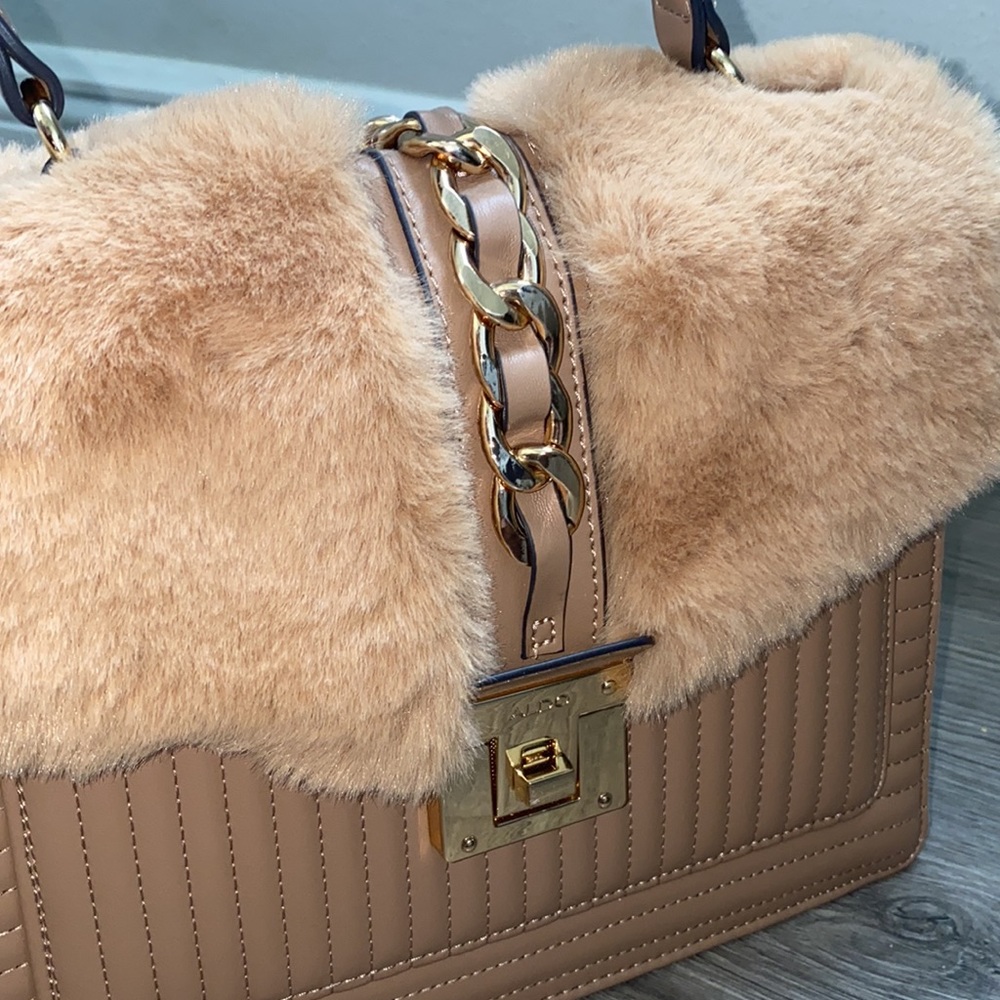 ALDO TAUPE FUR BAG - Picture 4 of 15